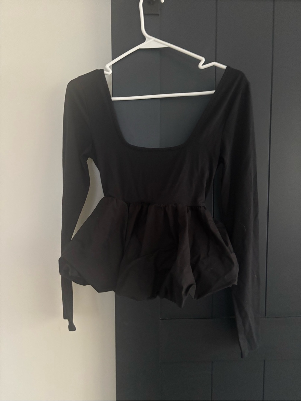 silence + noise Black Long-Sleeve Peplum Blouse